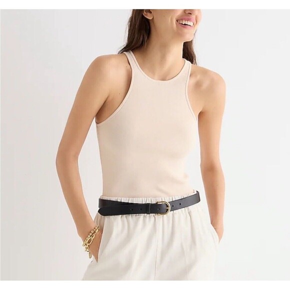 3/$30 J Crew Top Womens XL Beige Palest Peach Supersculpt Racerback Sweater Tank - Picture 1 of 9